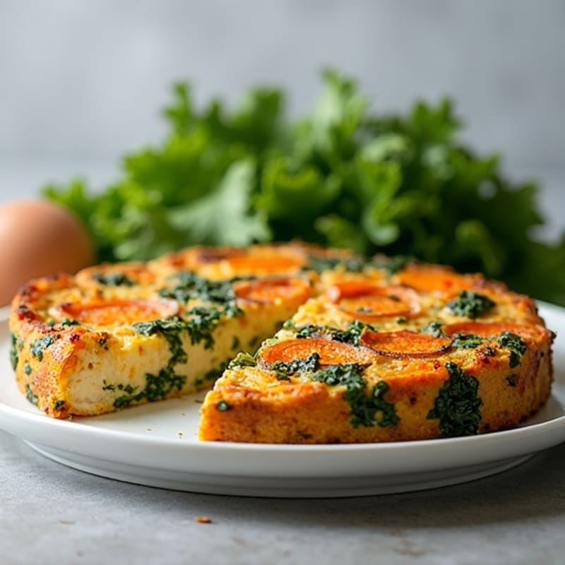 Chicken, Roasted Sweet Potato, and Kale Frittata