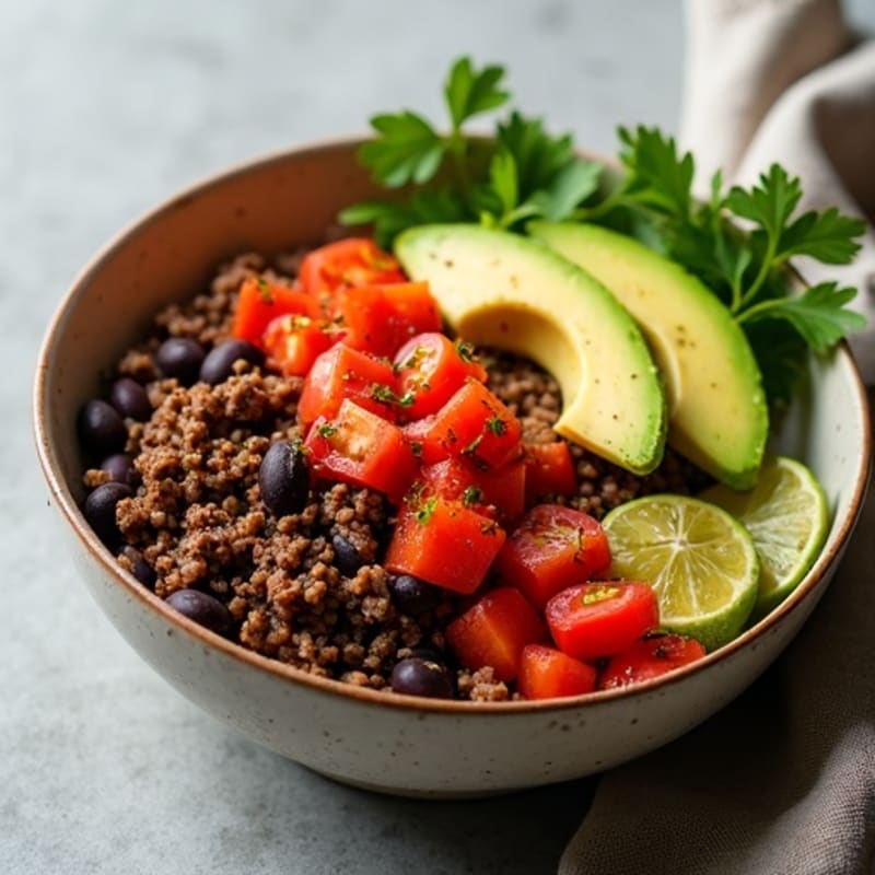 Lean Southwest Ground Beef and Black Bean Bowl