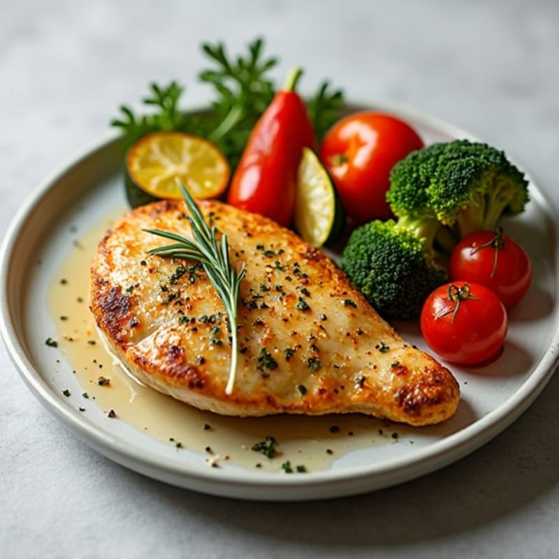 Herb-Crusted Pan Seared Chicken with Roasted Vegetables