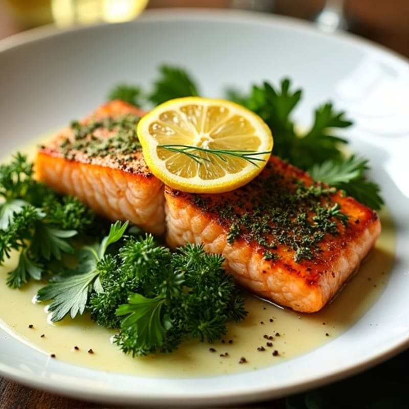 Herb-Crusted Pan Seared Salmon with Lemon