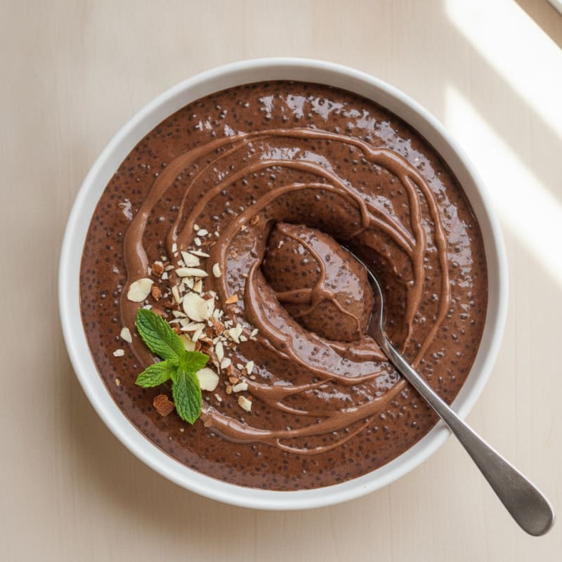 Silky Chocolate Protein Pudding with Chia Seeds