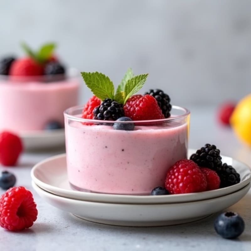 Silky Greek Yogurt Protein Mousse with Mixed Berries