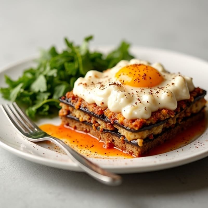 Creamy Baked Eggplant and Spiced Lamb Moussaka