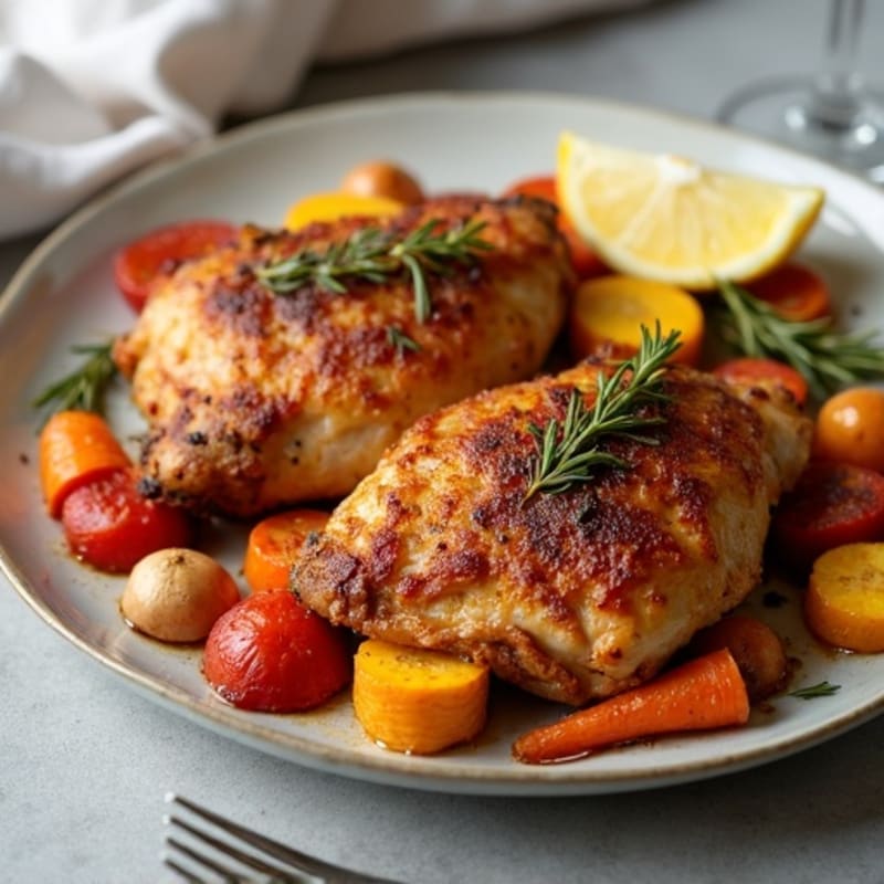 Sheet Pan Crispy Chicken Thighs with Roasted Root Vegetables
