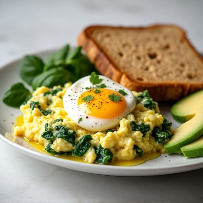 Egg White and Spinach Scramble with Cottage Cheese