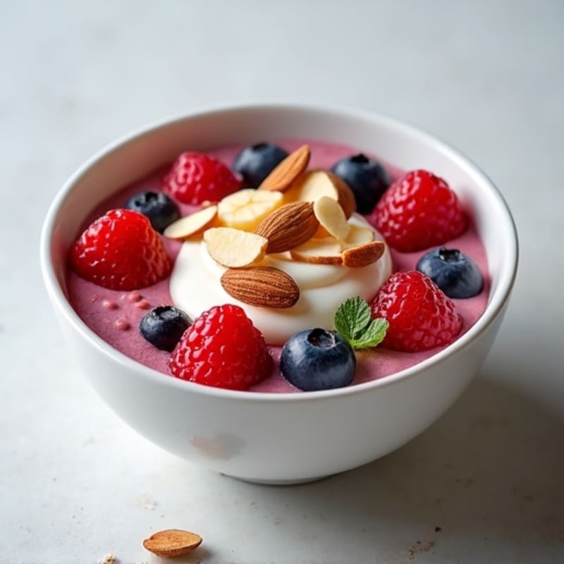 Greek Yogurt Protein Bowl with Mixed Berries and Almonds