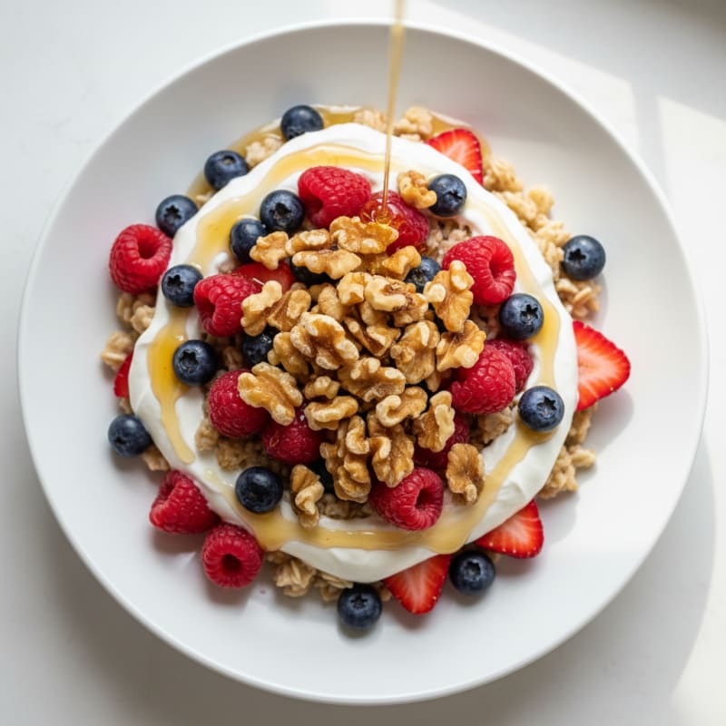 Greek Yogurt Oat Parfait with Berries and Egg Whites