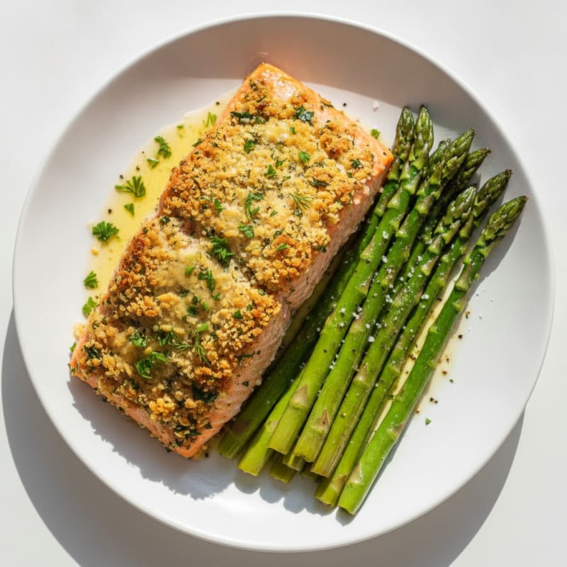 Herb-Crusted Salmon with Roasted Asparagus