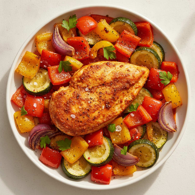 Spicy Harissa Chicken with Roasted Vegetables