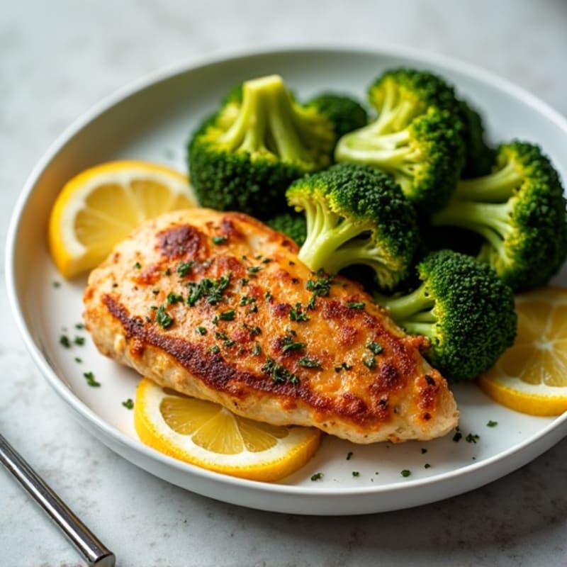 Crispy Lemon Herb Chicken with Roasted Broccoli