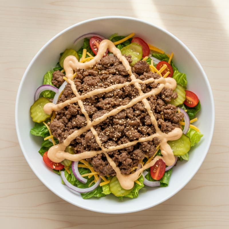 Ground Beef Big Mac Salad Bowl