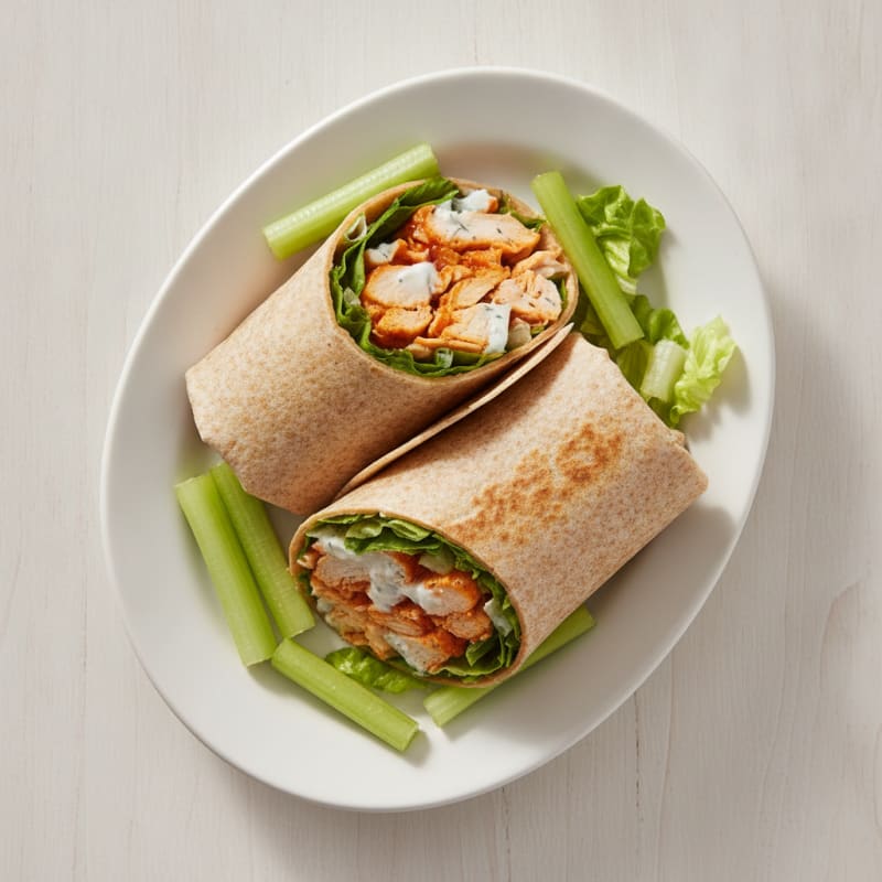 Buffalo Ranch Chicken Wraps with Celery