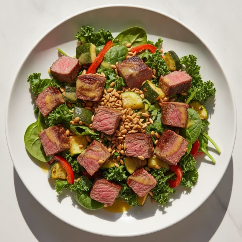 Chopped Steak and Roasted Vegetable Salad with Lemon Vinaigrette