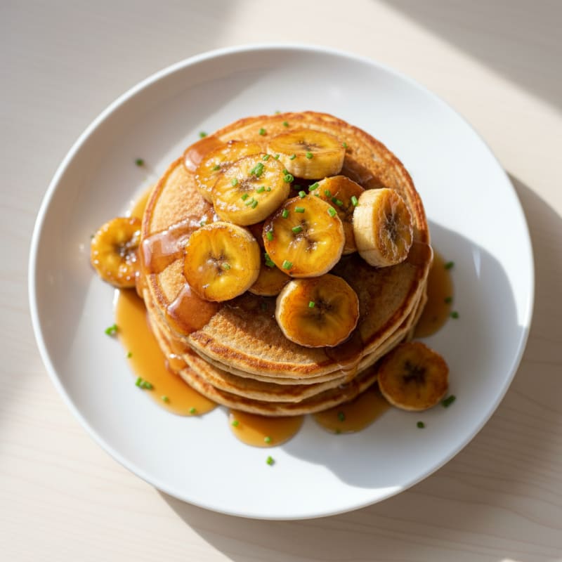 Golden Caramelized Banana Pancakes
