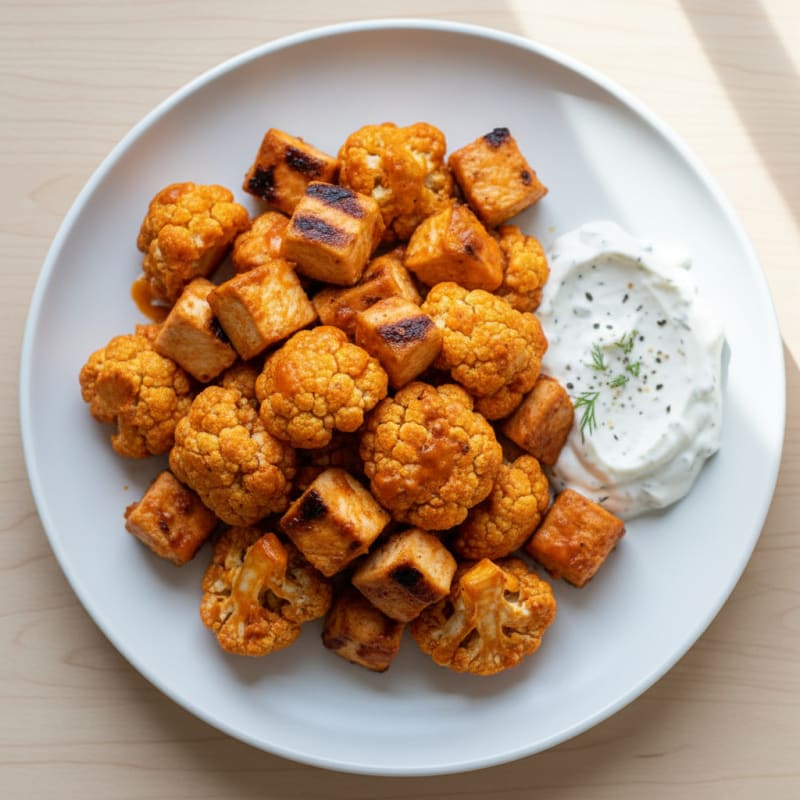 Crispy Buffalo Cauliflower Bites with Ranch