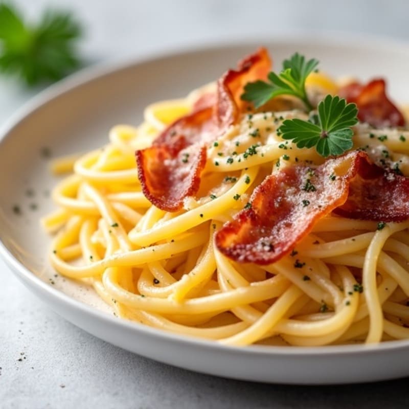 Healthy Creamy Carbonara with Lean Turkey Bacon