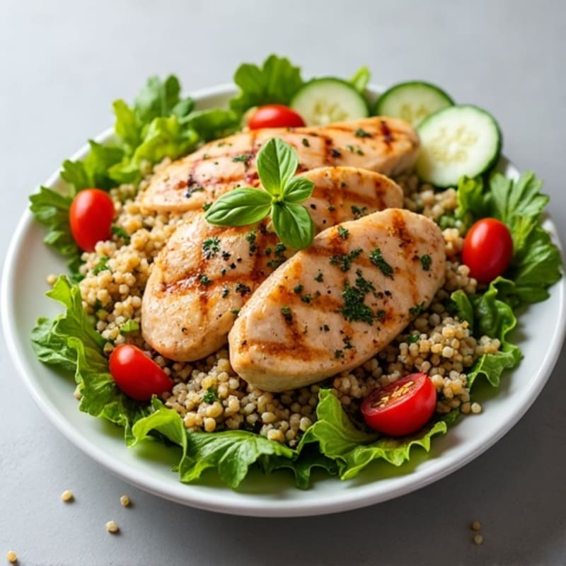 Grilled Chicken and Crunchy Veggie Salad with Zesty Lemon-Herb Dressing