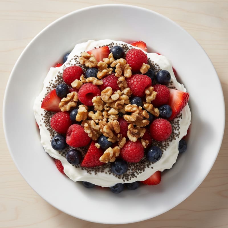 Greek Yogurt Parfait with Mixed Berries and Chia Seeds