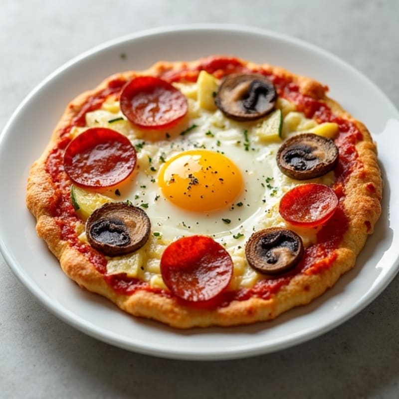 Crispy Crustless Pepperoni and Roasted Vegetable Pizza Bake