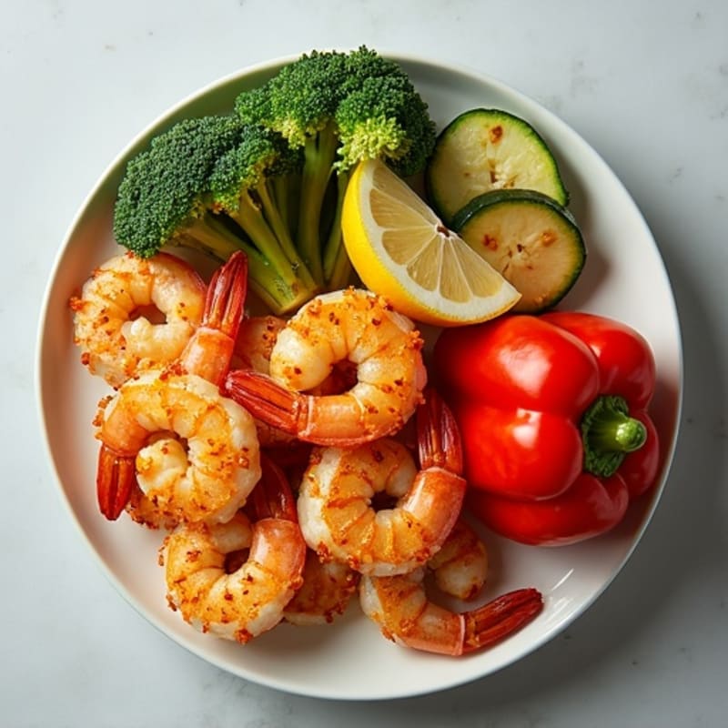 Crispy Lemon Garlic Shrimp with Roasted Vegetables