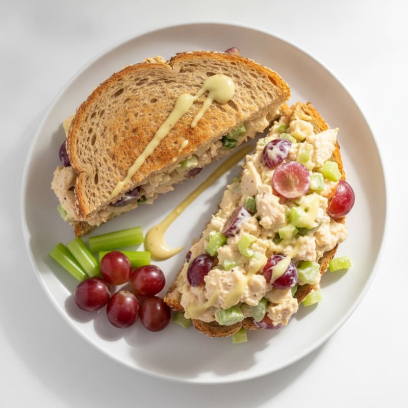 Clean Eating Chicken Salad Sandwich with Grapes