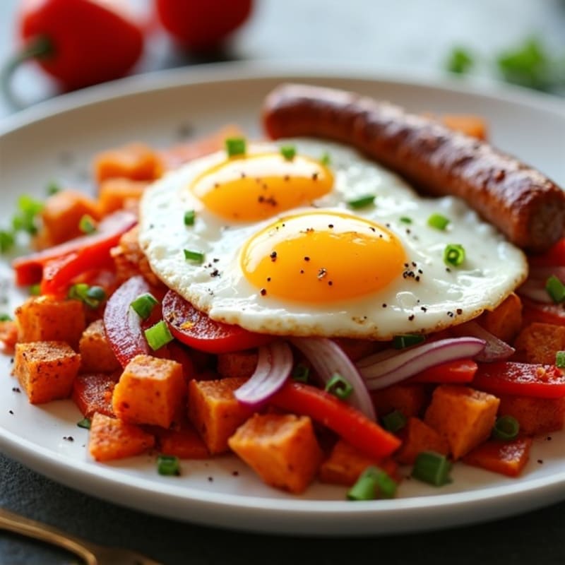 Crispy Sweet Potato Hash with Fried Eggs