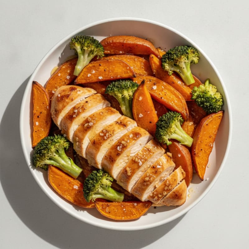 Roasted Sweet Potato and Honey Glazed Chicken