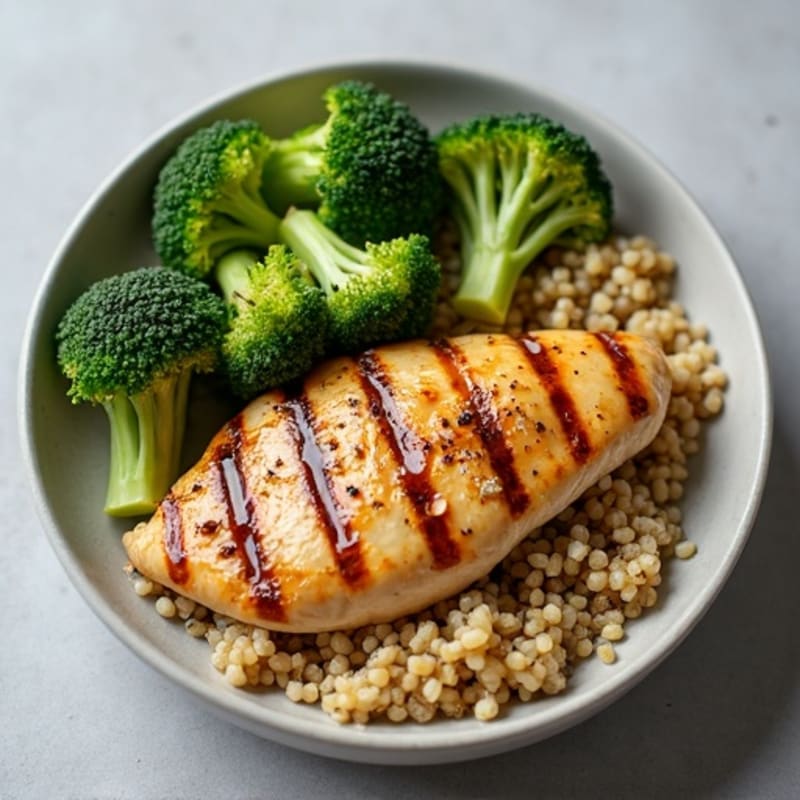 Grilled Chicken Breast with Roasted Broccoli and Quinoa