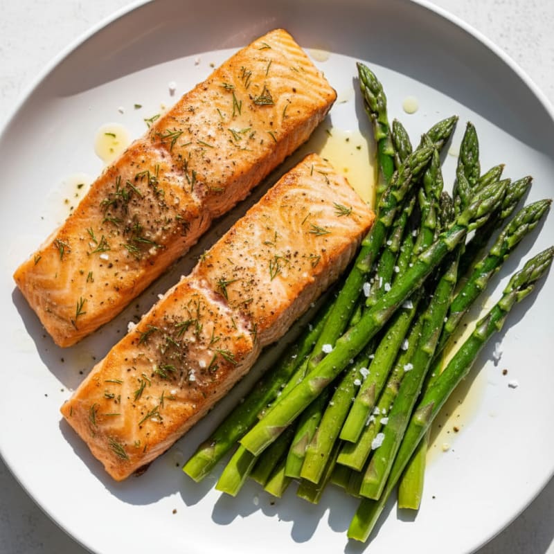 Air-Fried Salmon with Asparagus
