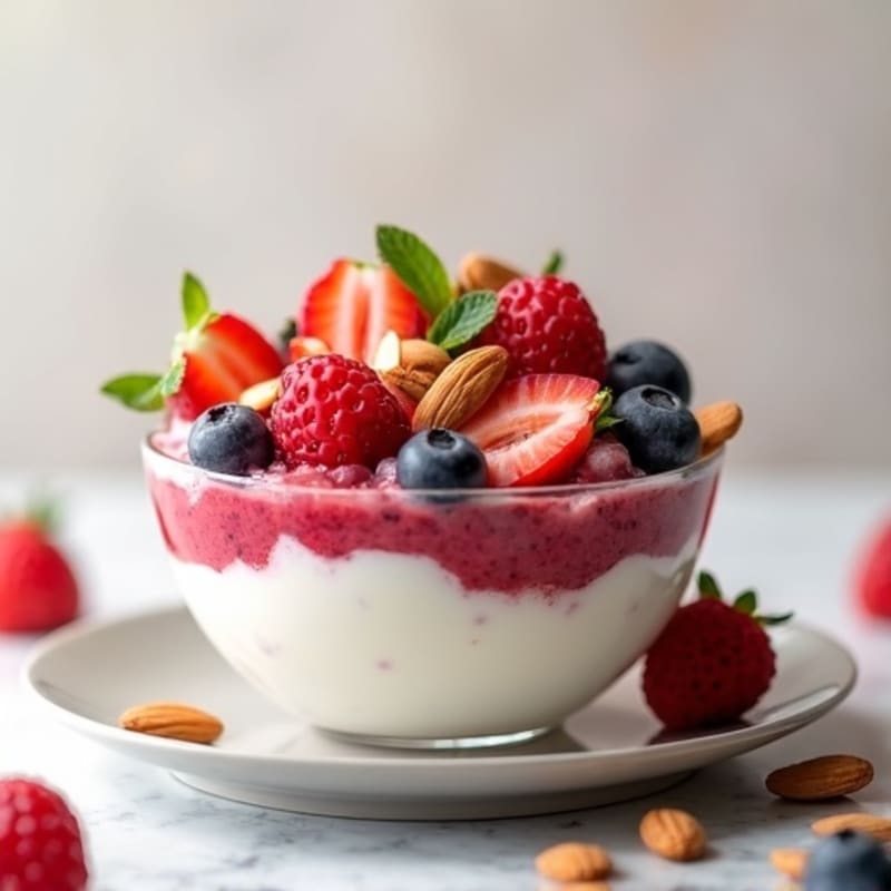 Cottage Cheese Berry Parfait with Almonds