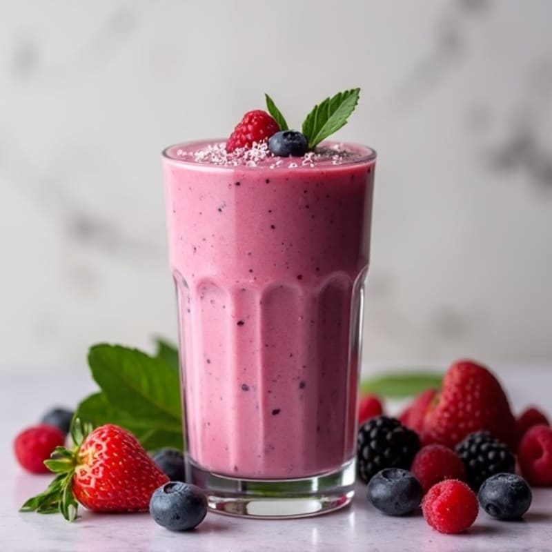 Silky Mixed Berry Spinach Protein Smoothie