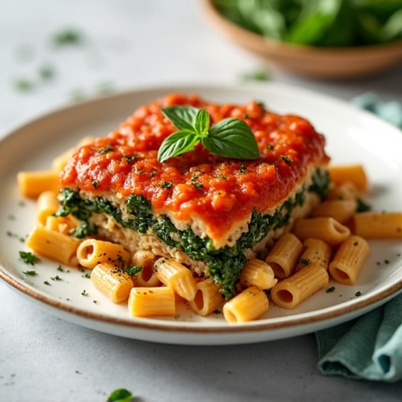 Lean Ground Turkey and Spinach Whole Wheat Pasta Bake