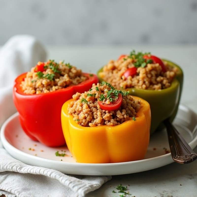 Savory Lean Ground Turkey Stuffed Bell Peppers
