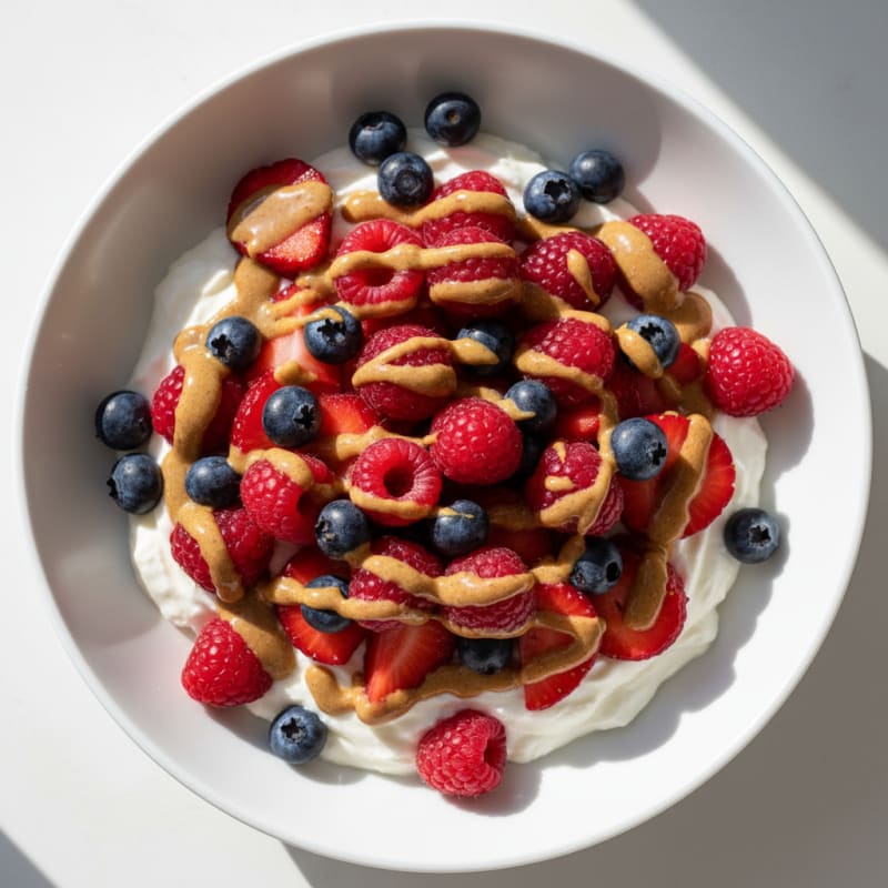 Greek Yogurt Protein Bowl with Mixed Berries and Almond Butter