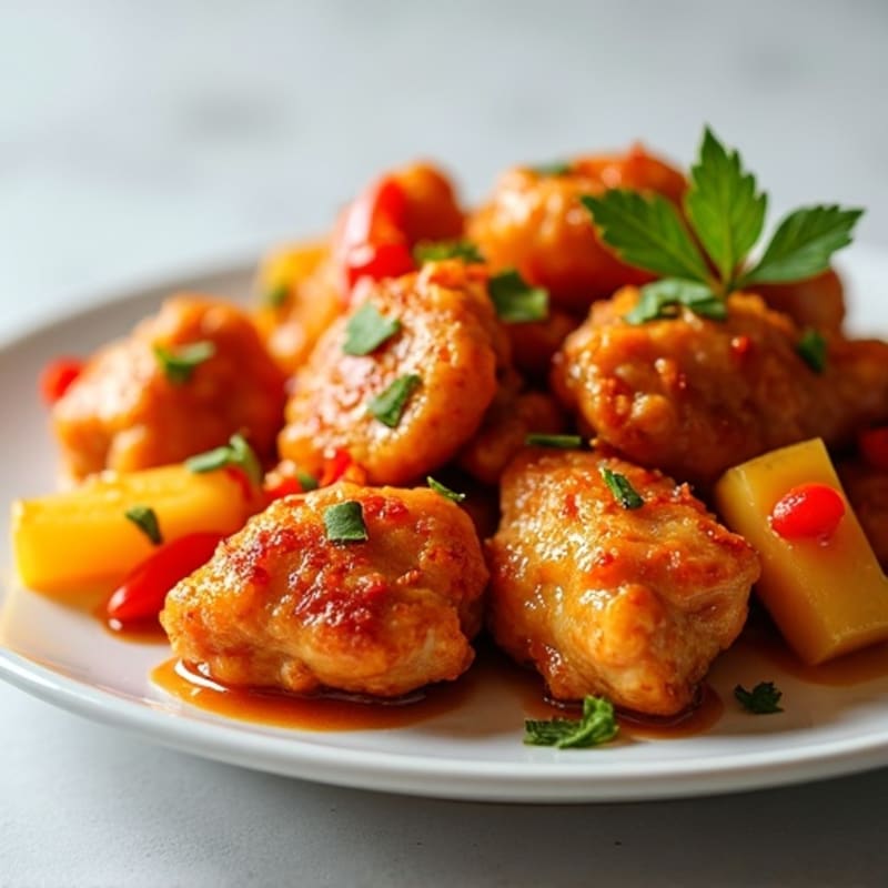 Crispy Baked Sweet & Sour Chicken with Bell Peppers and Pineapple