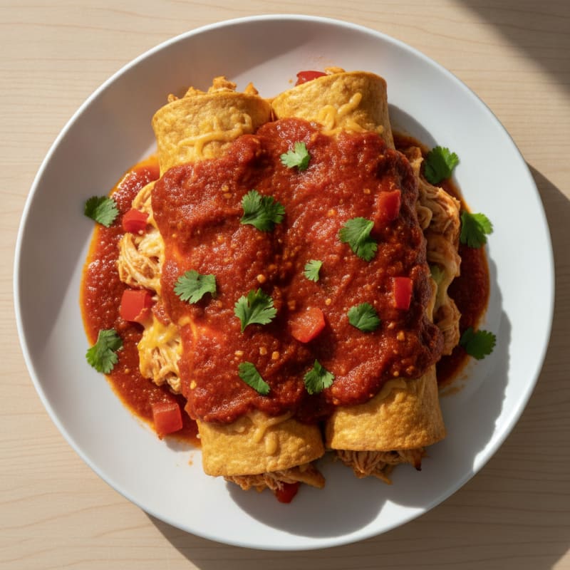 Chicken Enchiladas with Red Chili Sauce
