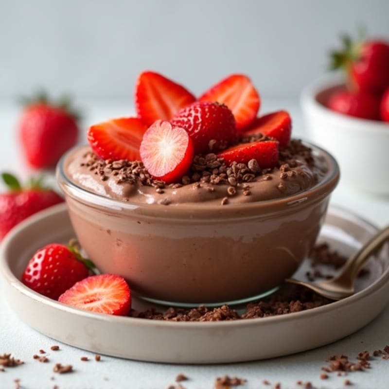 Silky Chocolate Protein Pudding with Fresh Strawberries