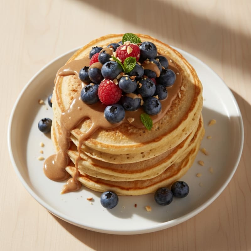 Fluffy Protein Pancakes with Berries