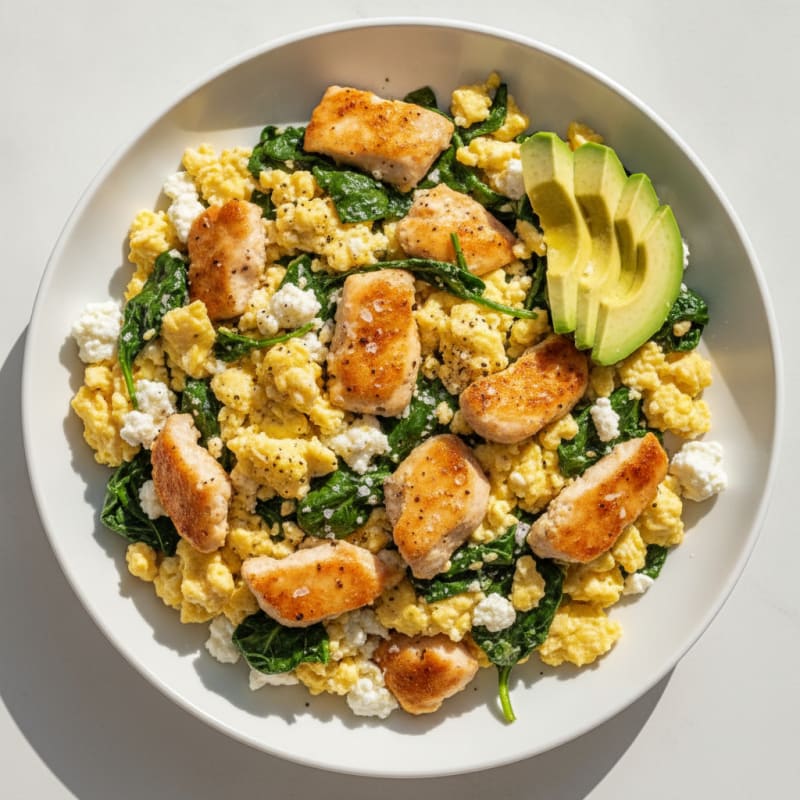 Savory Chicken and Cottage Cheese Egg Scramble
