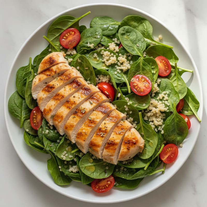 Grilled Chicken and Quinoa Spinach Salad
