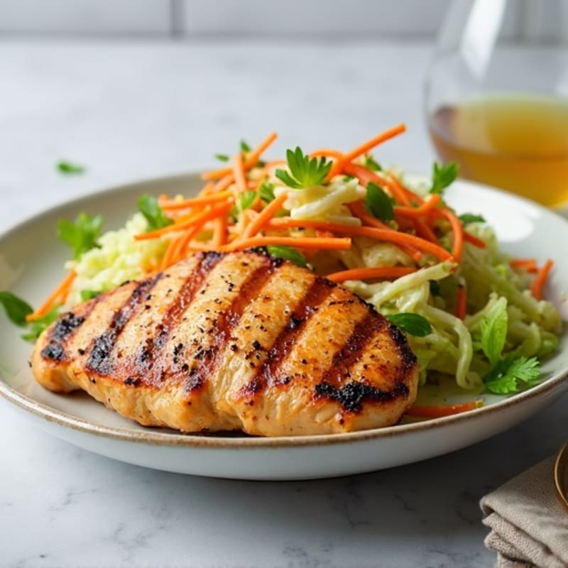 Grilled Chicken Breast with Crunchy Cabbage Slaw