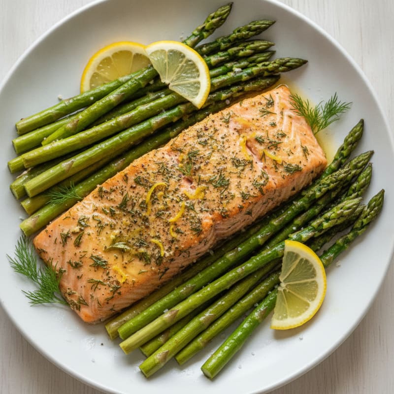 Lemon-Dill Baked Salmon with Asparagus