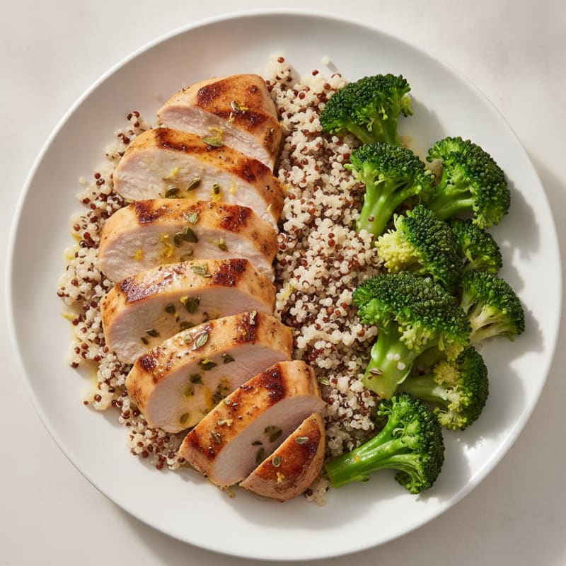 Grilled Turkey Breast with Quinoa and Steamed Broccoli