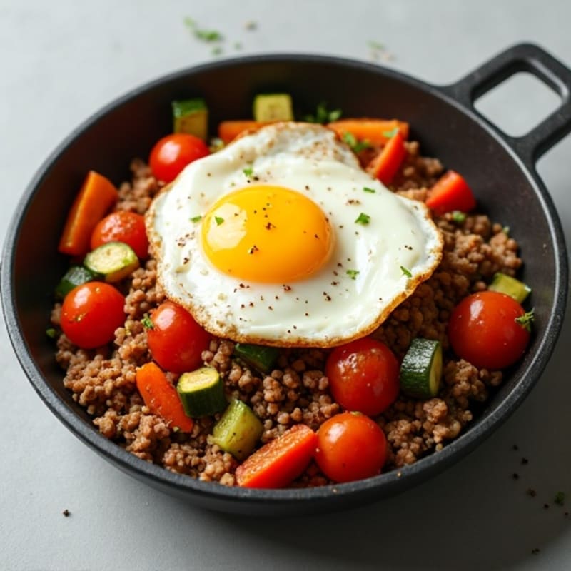 Savory Ground Turkey and Roasted Vegetable Skillet