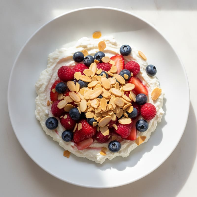 Silky Protein Greek Yogurt with Berries and Almonds