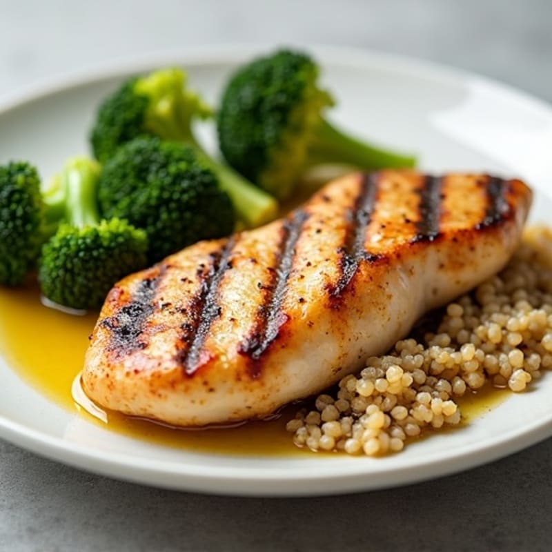 Grilled Chicken Breast with Roasted Broccoli and Quinoa