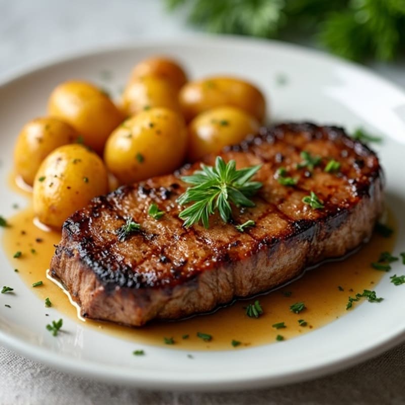 Herb-Garlic Butter Seared Steak with Roasted Baby Potatoes