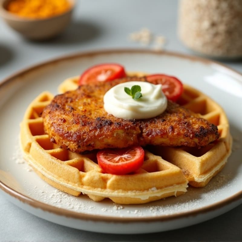 Golden Baked Chicken with Fluffy Protein Waffles