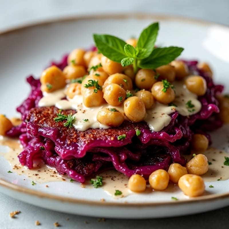 Crispy Roasted Red Cabbage Steaks with Tahini Drizzle