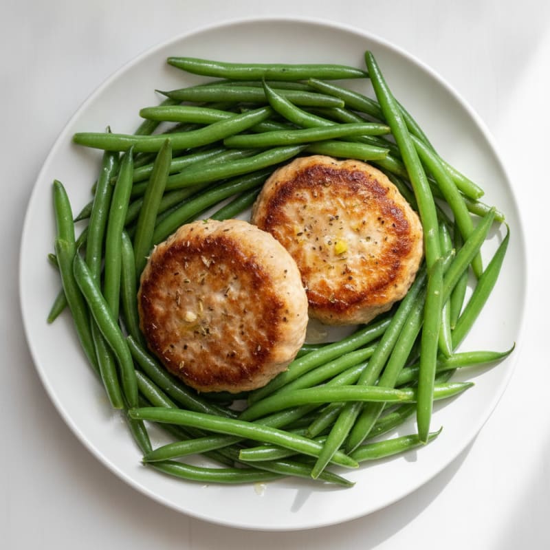 Seared Turkey Patties with Steamed Green Beans